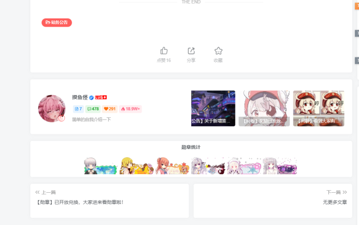 这个站的勋章功能大家有吗？-WordPress主题模板-zibll子比主题