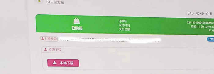 用户付费后的付费资源里的本地下载几个字在那修改-WordPress主题模板-zibll子比主题