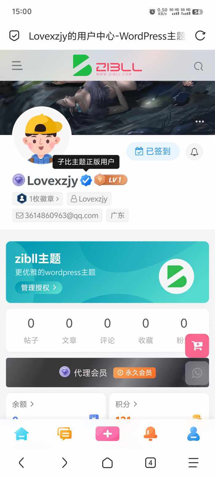 今天也是支持正版呢-WordPress主题模板-zibll子比主题