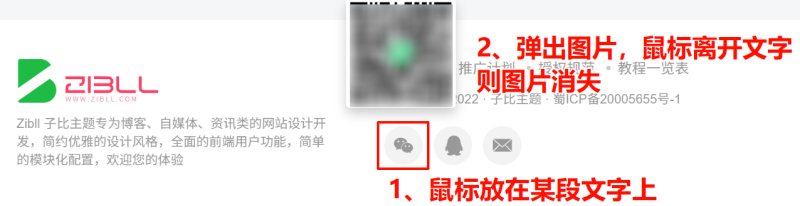 求教子比的文章样式能否做到鼠标悬停某段文字上，出现小图，就像页脚的微信二维码一样-WordPress主题模板-zibll子比主题