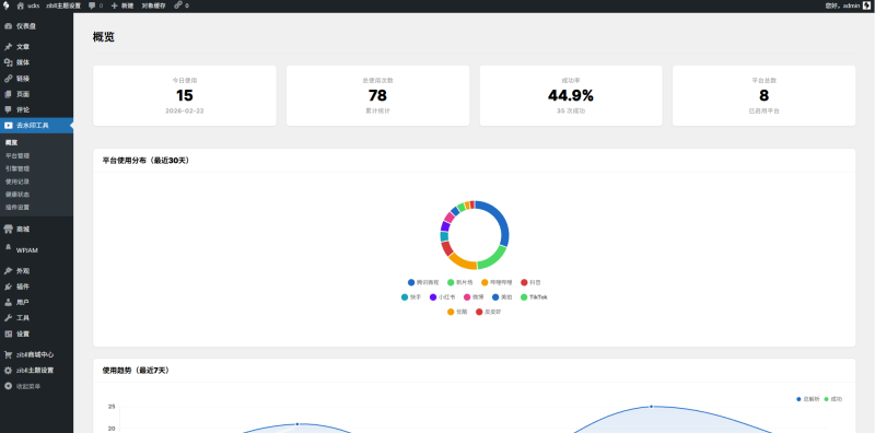 基于zibll开发的短视频去水印插件，欢迎体验【https://ucks.cn/watermark】-WordPress主题模板-zibll子比主题