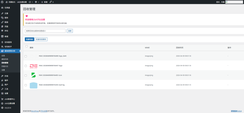 子比媒体管理插件-WordPress主题模板-zibll子比主题